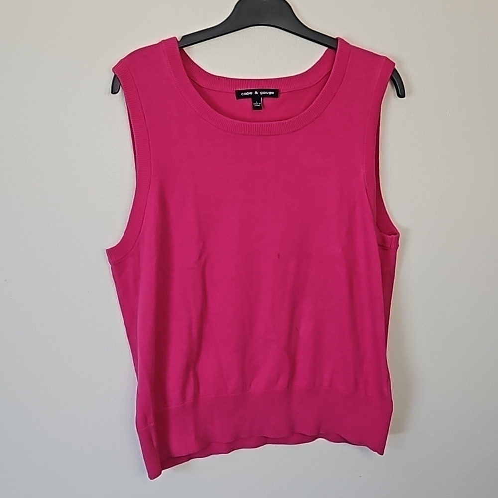Cable and Gauge Pink Sleeveless Tank Top Large EUC 🎯